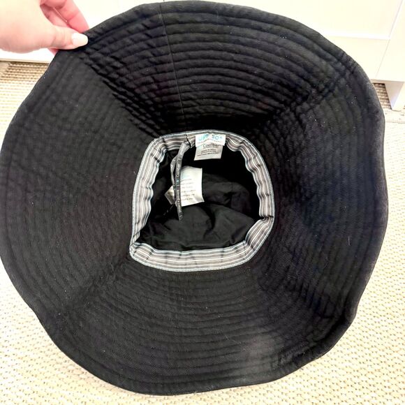 Coolibar Brittany Beach Hat Black UPF 50+ Wide Brim Packable - One Size